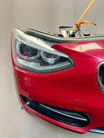 قم بتحميل الصورة إلى عارض الصور، BMW F20 2012 116i RED COMPLETE NOSE CUT WITH FRONT BUMPER HEADLIGHTS GRILLE OEM USED