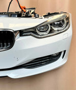 Load image into Gallery viewer, BMW F30 2014 320d N47N WHITE COMPLETE NOSE CUT FRONT BUMPER BASIC LED HEADLIGHTS GRILLE OEM USED