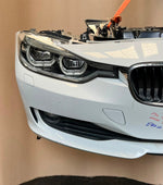 Load image into Gallery viewer, BMW F30 2014 320d N47N WHITE COMPLETE NOSE CUT FRONT BUMPER BASIC LED HEADLIGHTS GRILLE OEM USED
