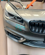Load image into Gallery viewer, BMW F45 2015 218d B47 4-CYLINDER COMPLETE NOSE CUT FRONT BUMPER HEADLIGHTS GRILLE OEM USED