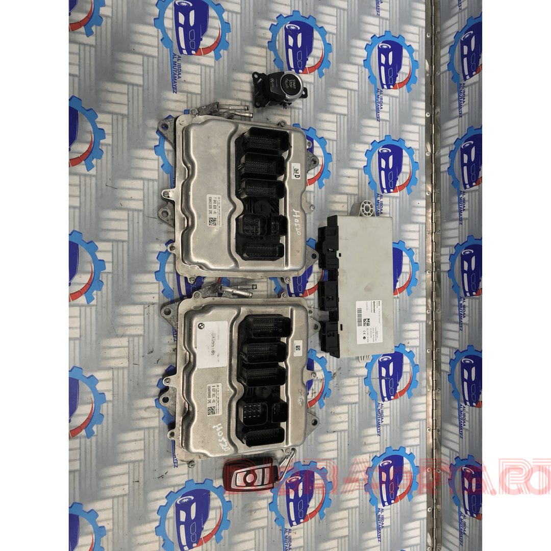 مجموعة وحدة التحكم الإلكترونية (ECU) لسيارة BMW 750i موديل 2015، محرك N63 F02، رقم القطعة 8637031 7649828، منتج أصلي مستعمل