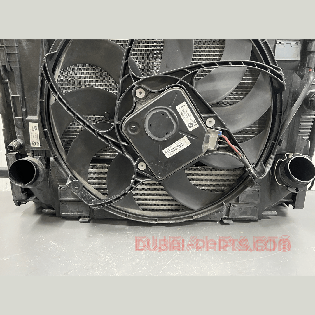 مكثف ومروحة رادياتير BMW F10 520، رقم القطعة 7618759، قطعة مستعملة