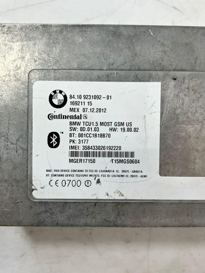 2007-2015 BMW 5' 3' 328i F07 GT Telematics Control Unit 9231092 OEM