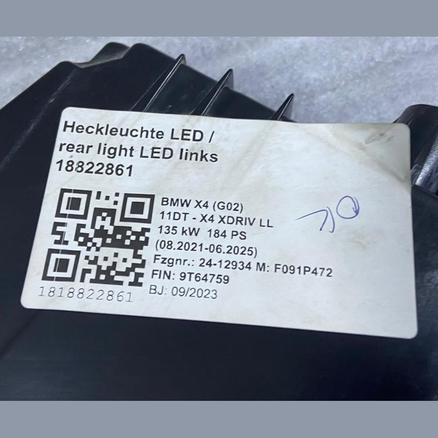 OEM BMW X4 G02 F98 LED Rear Light in the Side Panel Left 7409395