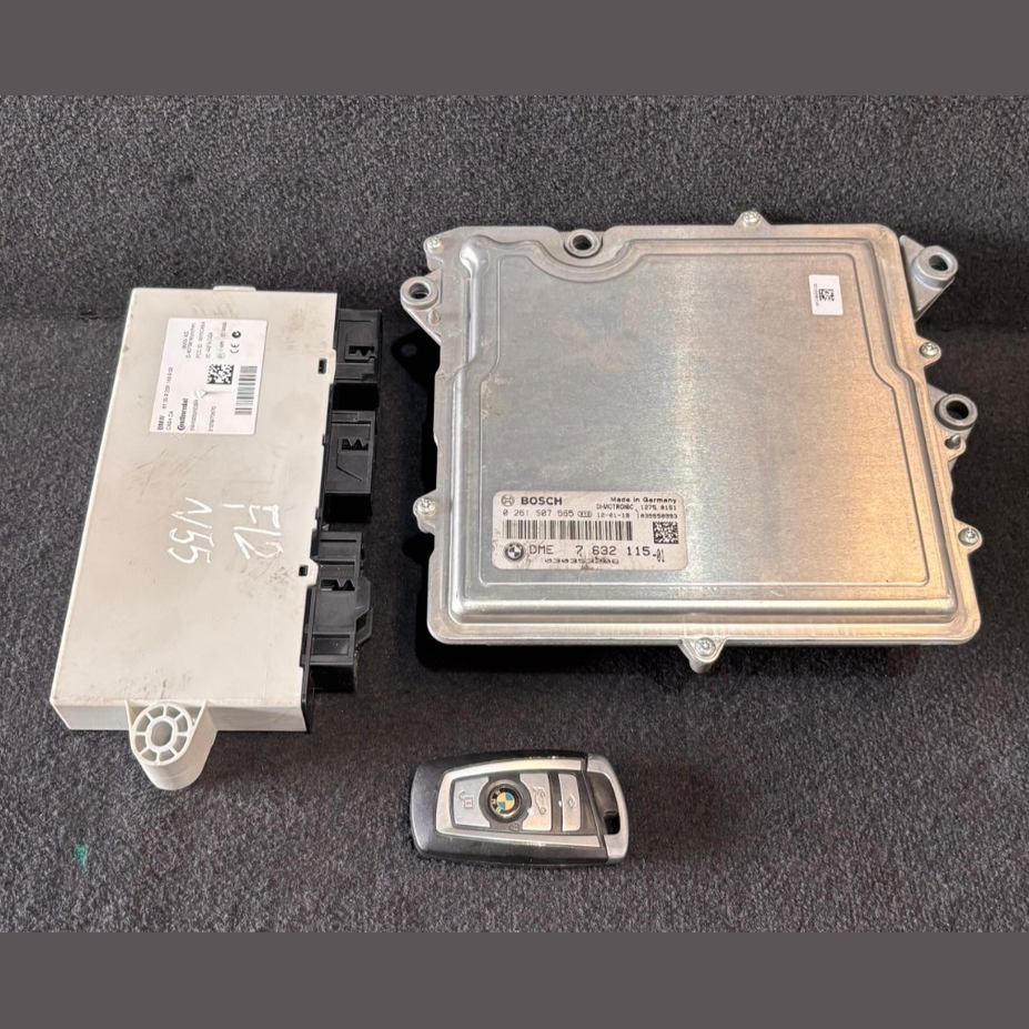 BMW F12 640I N55 ENGINE CONTROL MODULE ECU SET WITH KEY  OEM - 7632155