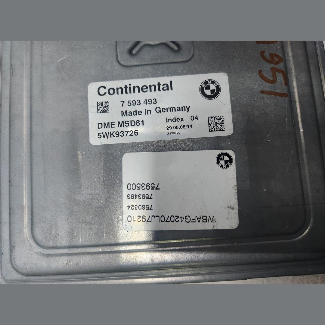 2008-2013 BMW X6 E71 Engine Control Unit DME 7593493 ECU SET E92 335 and N54 