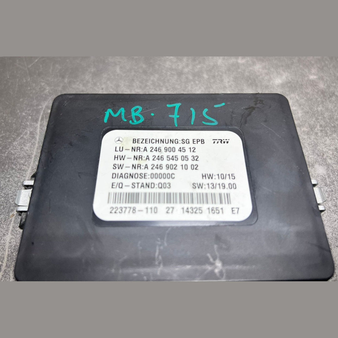 14-19 Mercedes-Benz CLA250 Parking Brake Control Module Unit A246 9004512 Oem