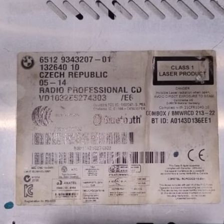 BMW 1 3 Series E81 E82 E90 LCI  STEREO RECIVER CD PLAYER HEAD UNIT - 9343207