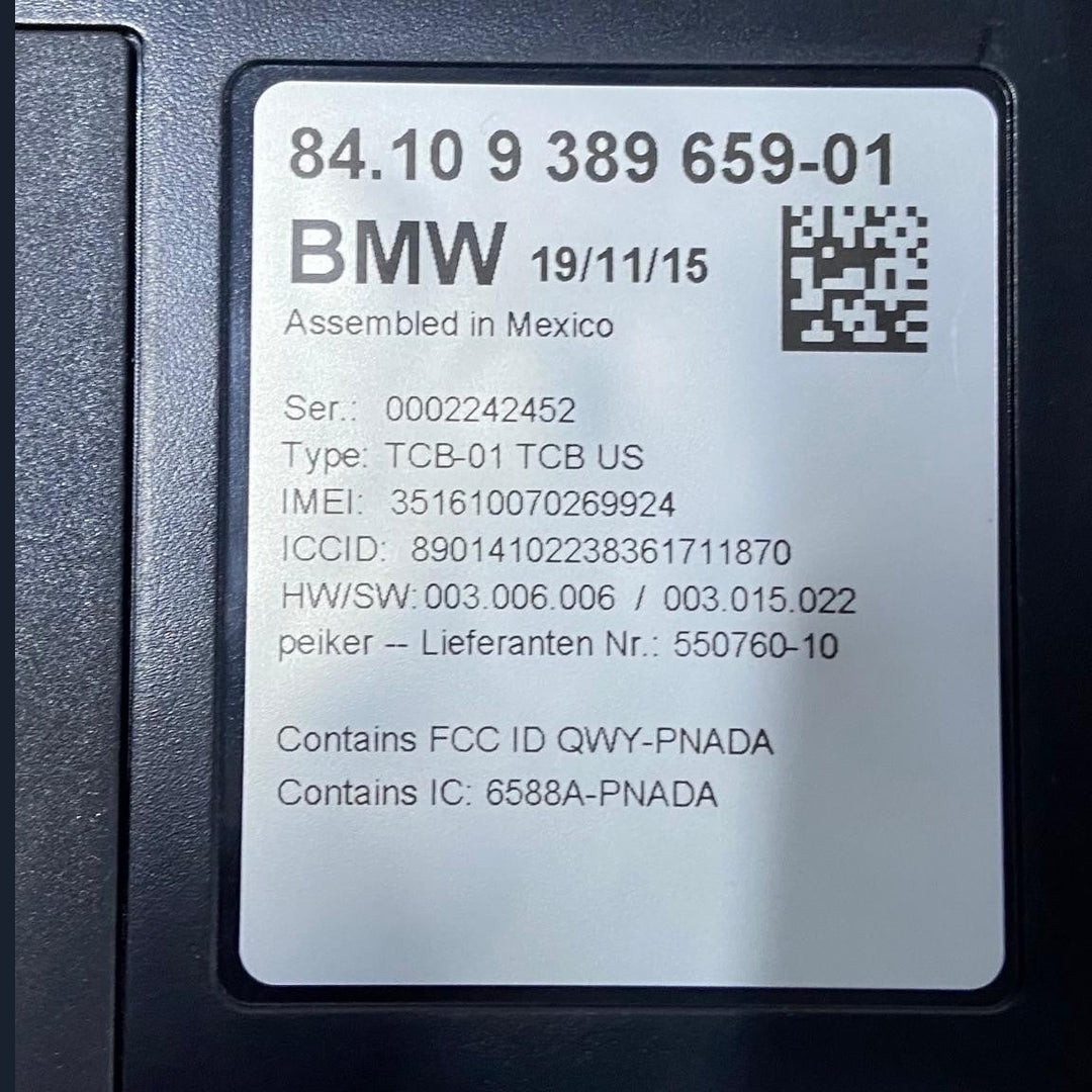 OEM BMW X5 F15 F10 TELEMATICS COMMUNICATION CONTROL MODULE UNIT 9389659