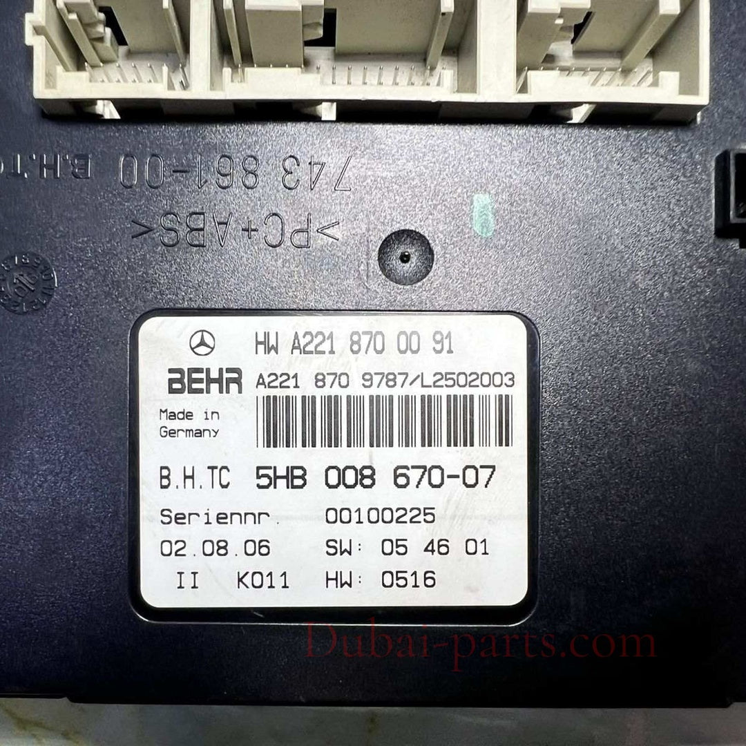 2007-2009 Mercedes S600 Climate Control Unit A2218700091 S-Class W221 CL-Class