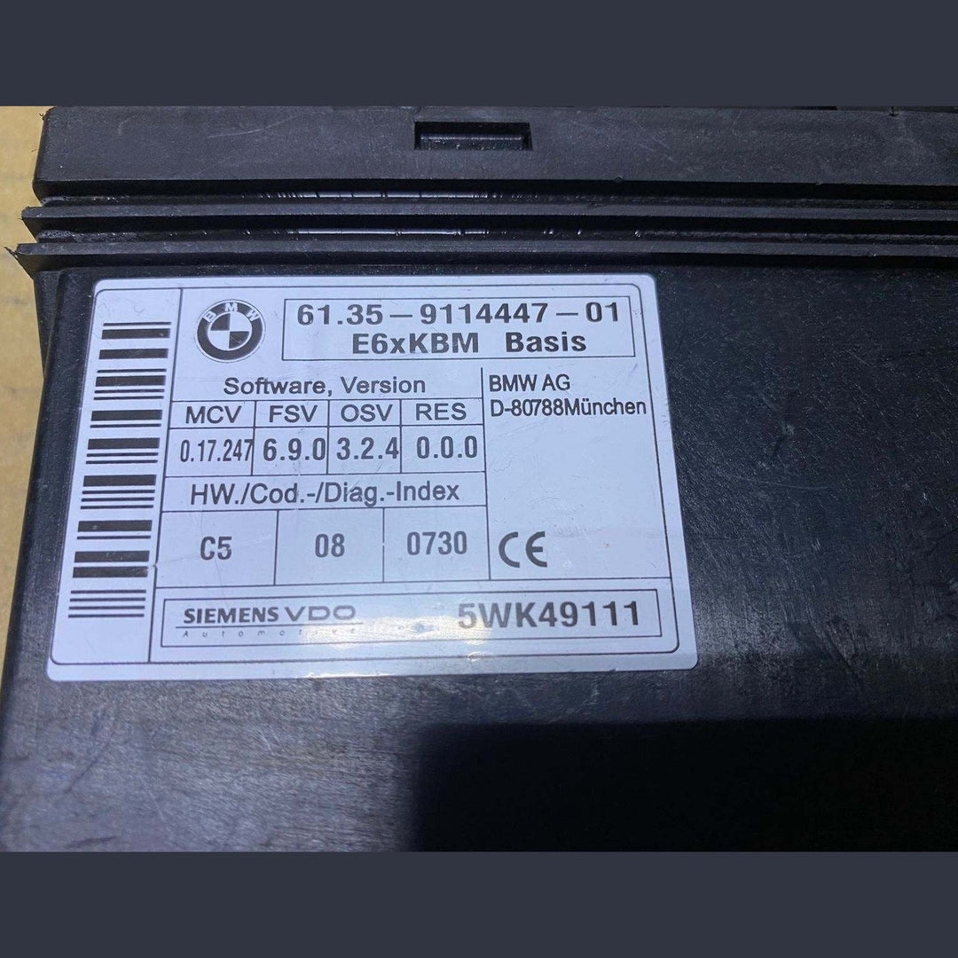 2007 BMW 550i Body Control Module 9114447 5 Series E60 and 6 Series E63