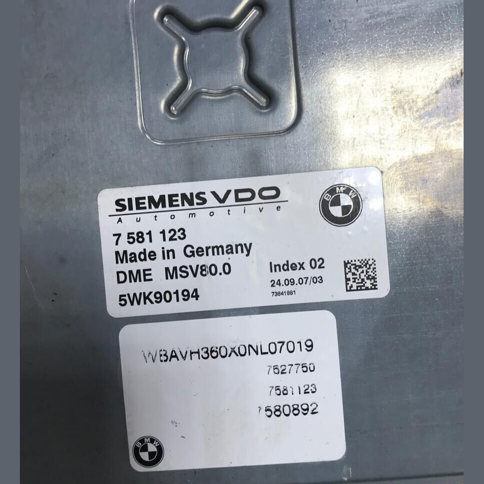 BMW 325i 2007 E90 N52N ENGINE CONTROL ECU UNIT SET DME  MSV80.0 7581123