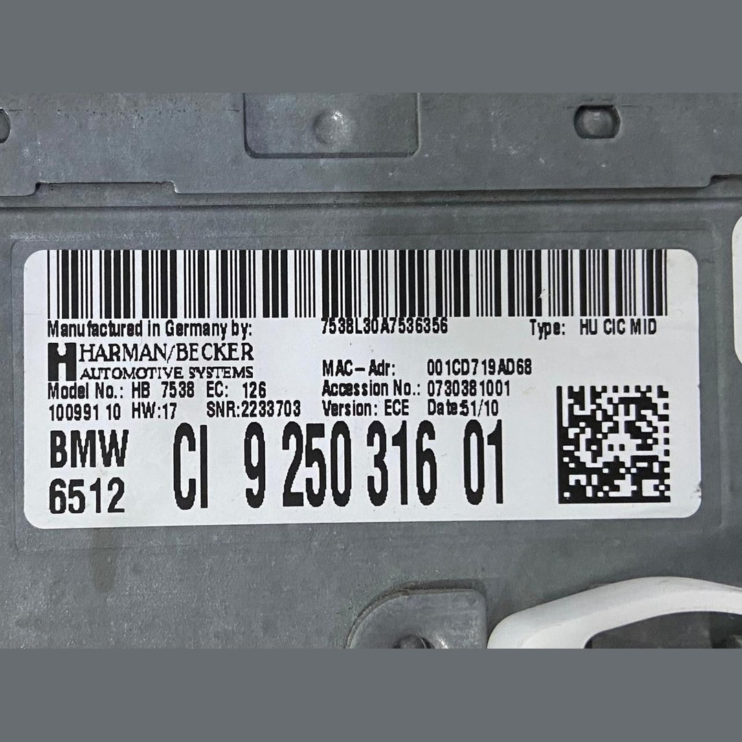 OEM BMW F10 F11 CD RADIO PLAYER HEAD UNIT CONTROL 9250316