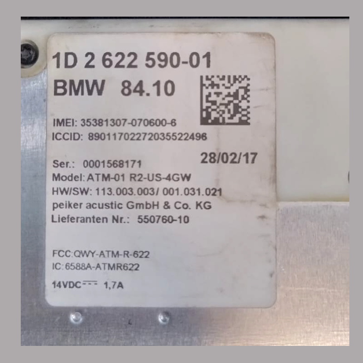 BMW F90 F15 G11 G12 TELEMATIC COMMUNICATION CONTROL MODULE P/N 2622590