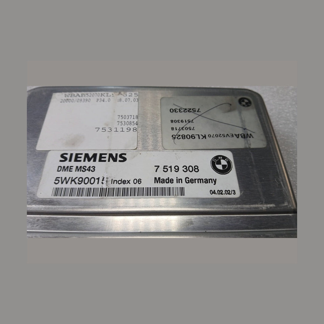 BMW  5 SERIES E39 Z3 E36 M54 ENGINE CONTROL ECU MODULE DME MS43 7519308