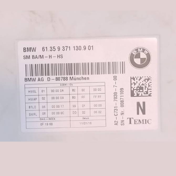 BMW F20 F30 M4 SEAT CONTROL MODULE ECU P/N 9371130