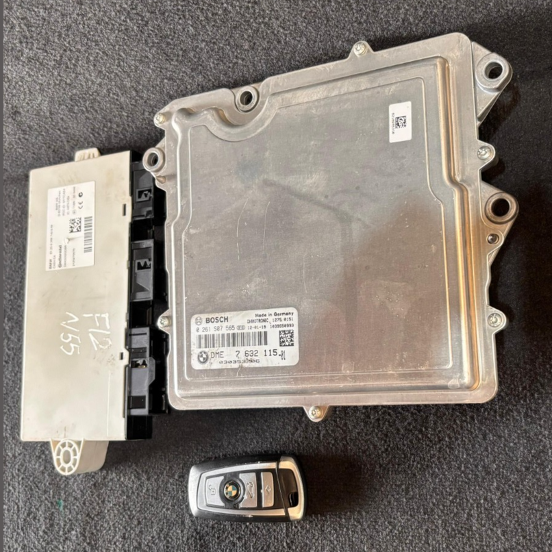 BMW F12 640I N55 ENGINE CONTROL MODULE ECU SET WITH KEY  OEM - 7632155