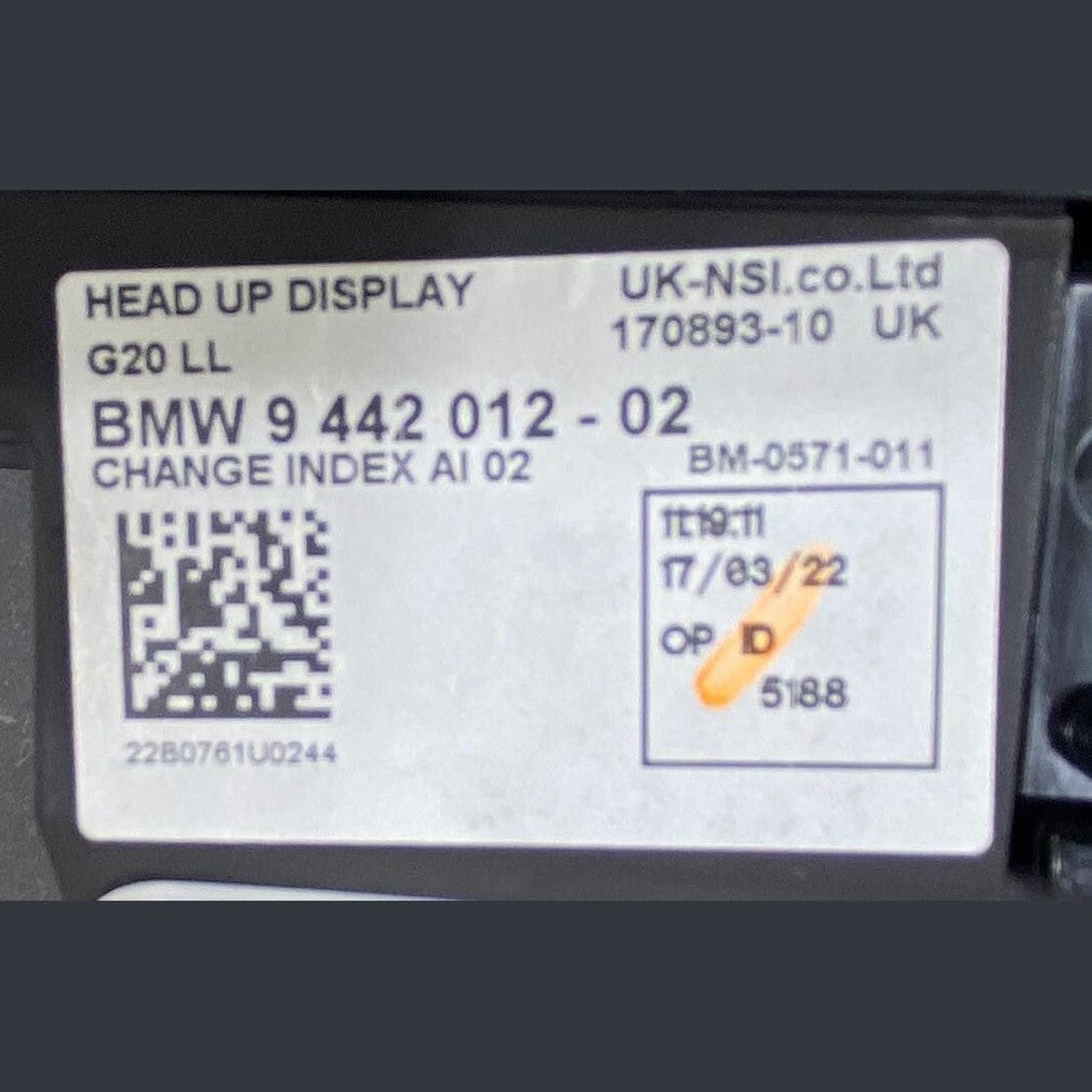 OEM BMW M440I G20 G26 G80 HEAD UP DISPLAY SCREEN MONITOR MODULE 9442012