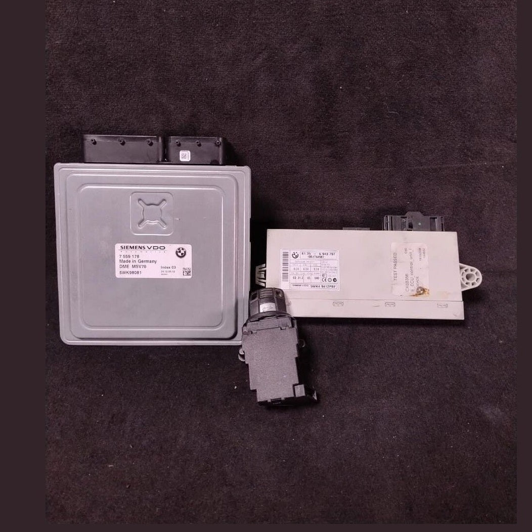 BMW 3 E90 E91, 5 E60 E61 ENGINE CONTROL MODULE UNIT ECU SET +KEY + CASE- 7559176
