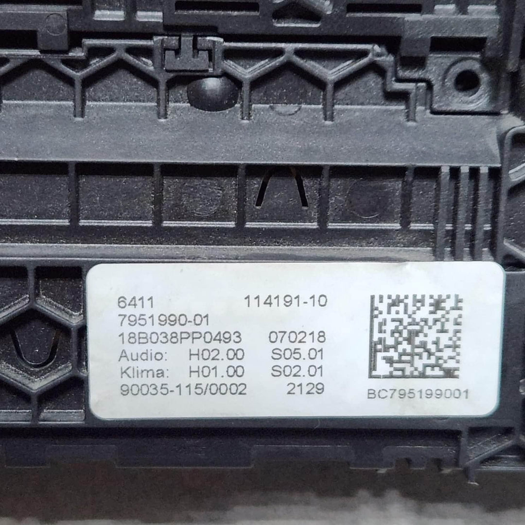 2017 BMW X3 Radio Air Conditioning Panel 7951990 X3 G01 and X4 G02
