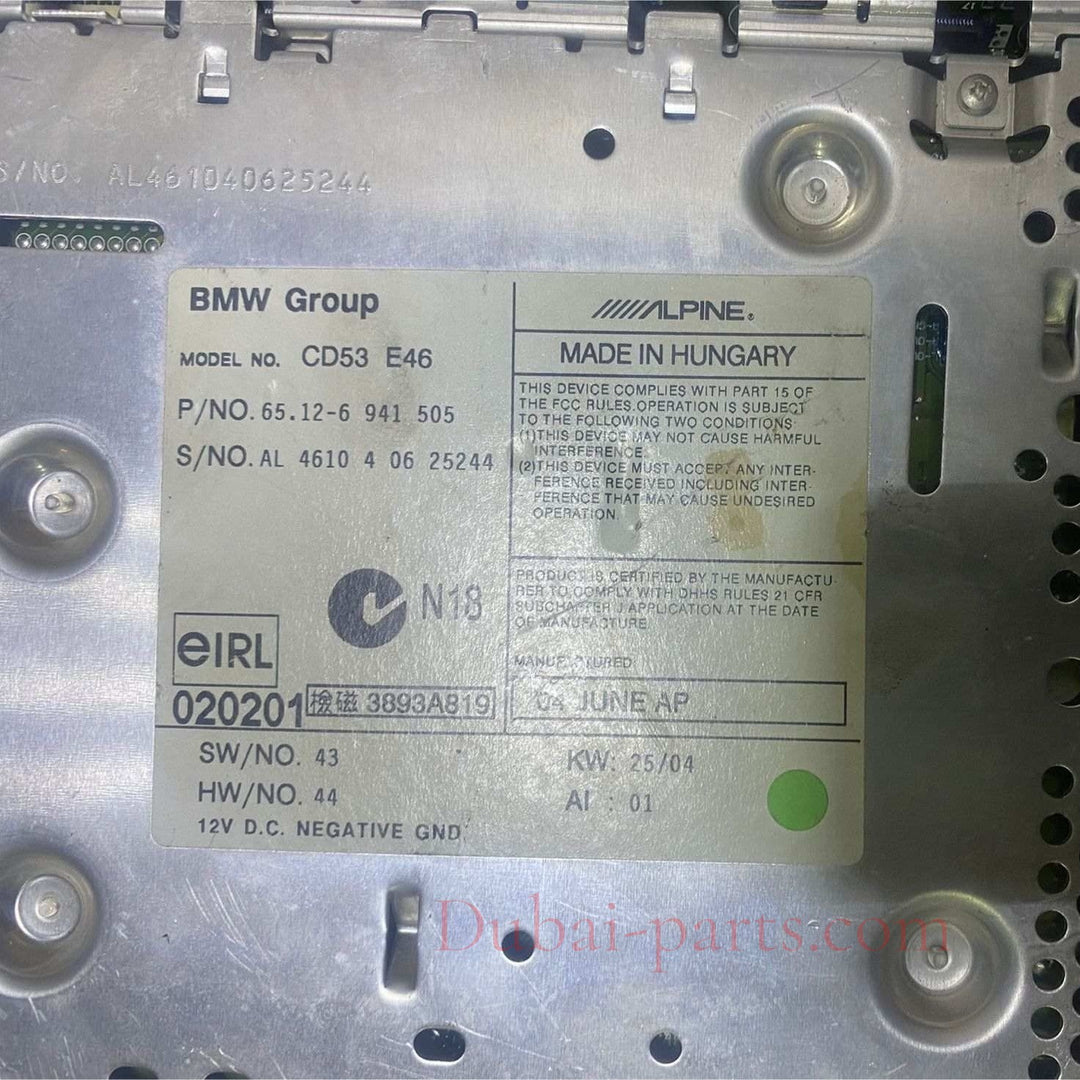 02-06 BMW 325i Radio AM FM Business Single Disc CD Player 6941505