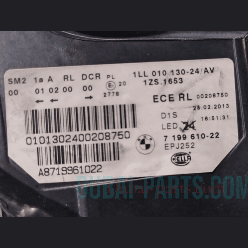 BMW 5 SERIES GT F07  535GT 550GT  HEADLIGHT BI-XENON DRIVER SIDE RIGHT - 7199610
