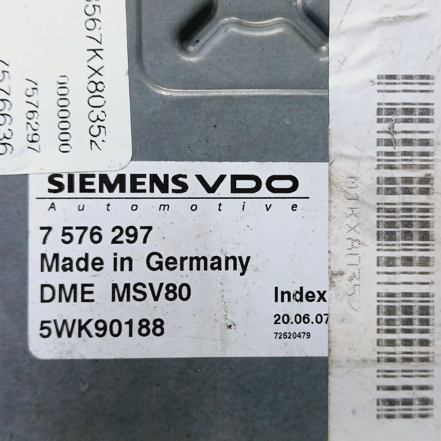 BMW 3,5 SERIES E90 E60 X5 E70 N52N ENGINE CONTROL UNIT ECM DME MSV80 7576297