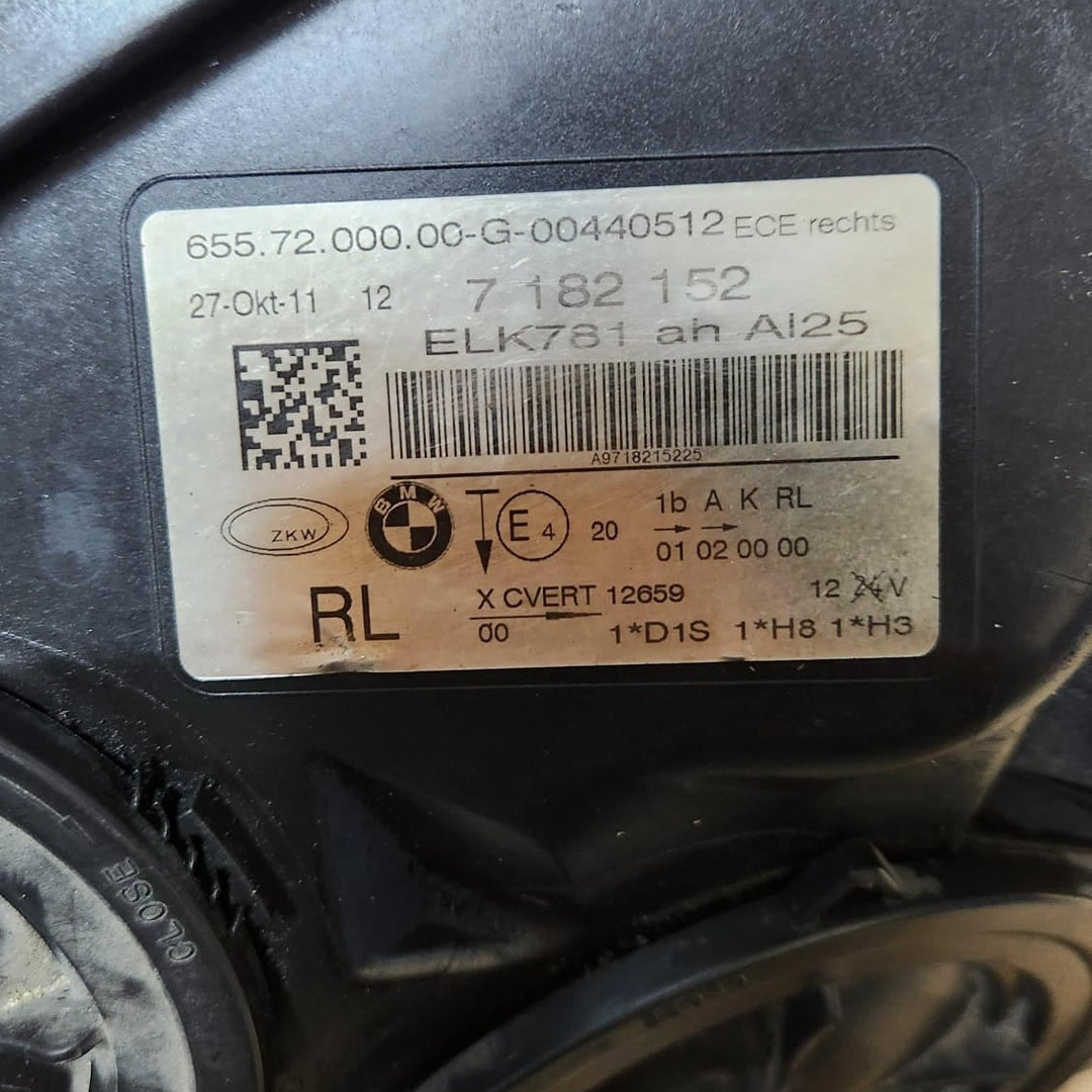7182152 BMW F02 750Li Headlight Adaptive Ahl Xenon Light Front Right 2009 