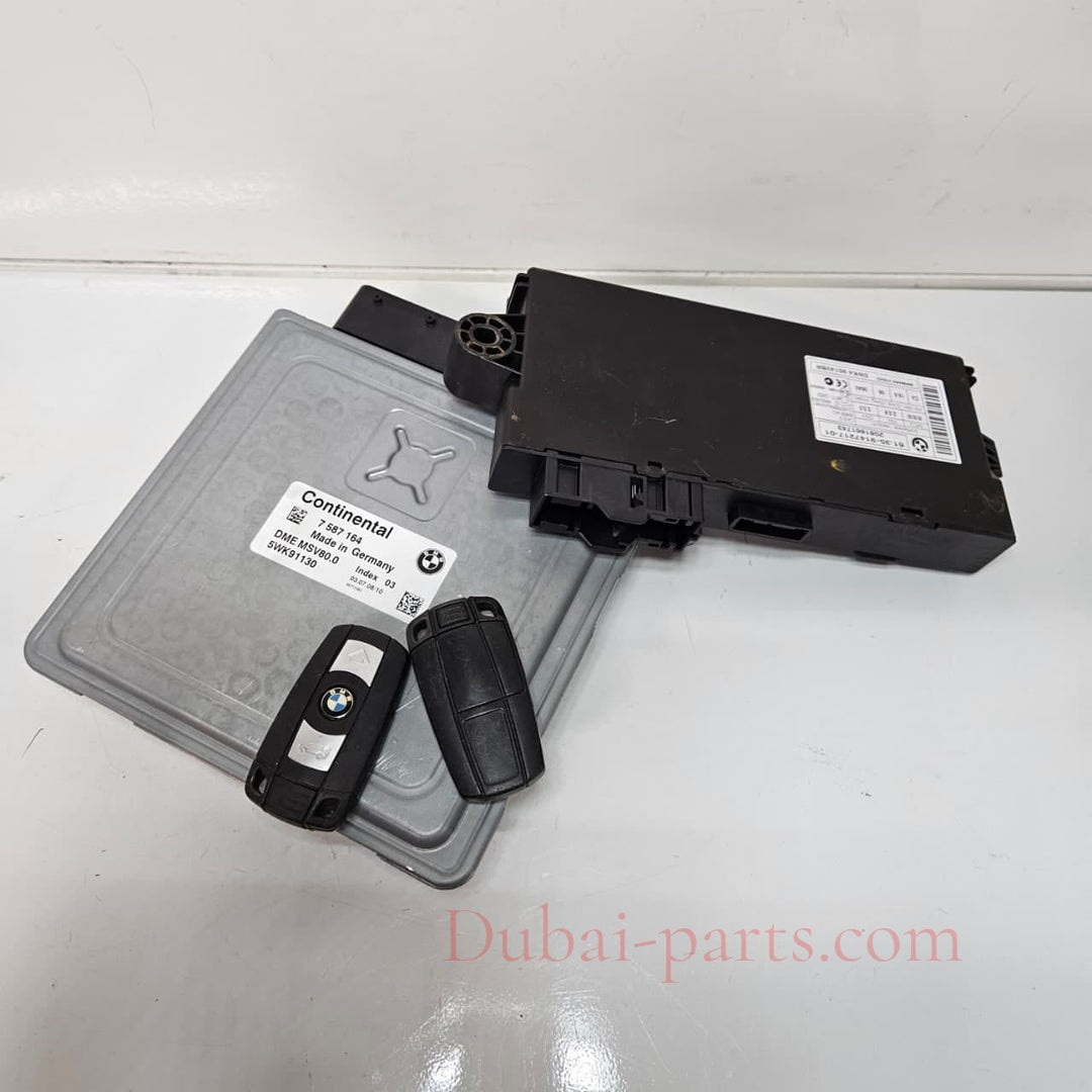 7587164-2007-2008 BMW 328i N52 Engine Control Module MSV80 Siemens DME Key Set