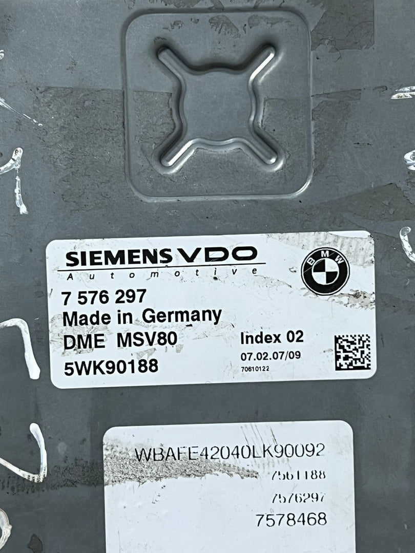 2007 BMW X5 E70 N52 Engine Control Unit ECU Set msv80 + cas3 + 1key 7576297