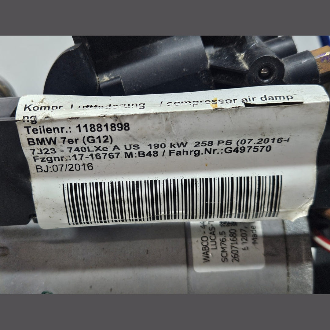 BMW 740e 7 Series G11 G12 Air Pump (Suspension) 6861882 OEM USED