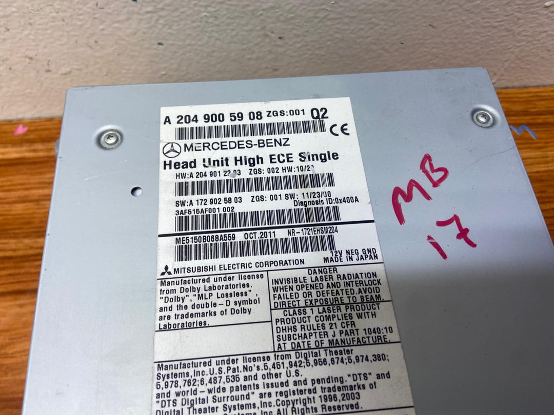Mercedes-Benz Head Unit CD Player A2049005908 C-Class W204 OEM Radio Audio
