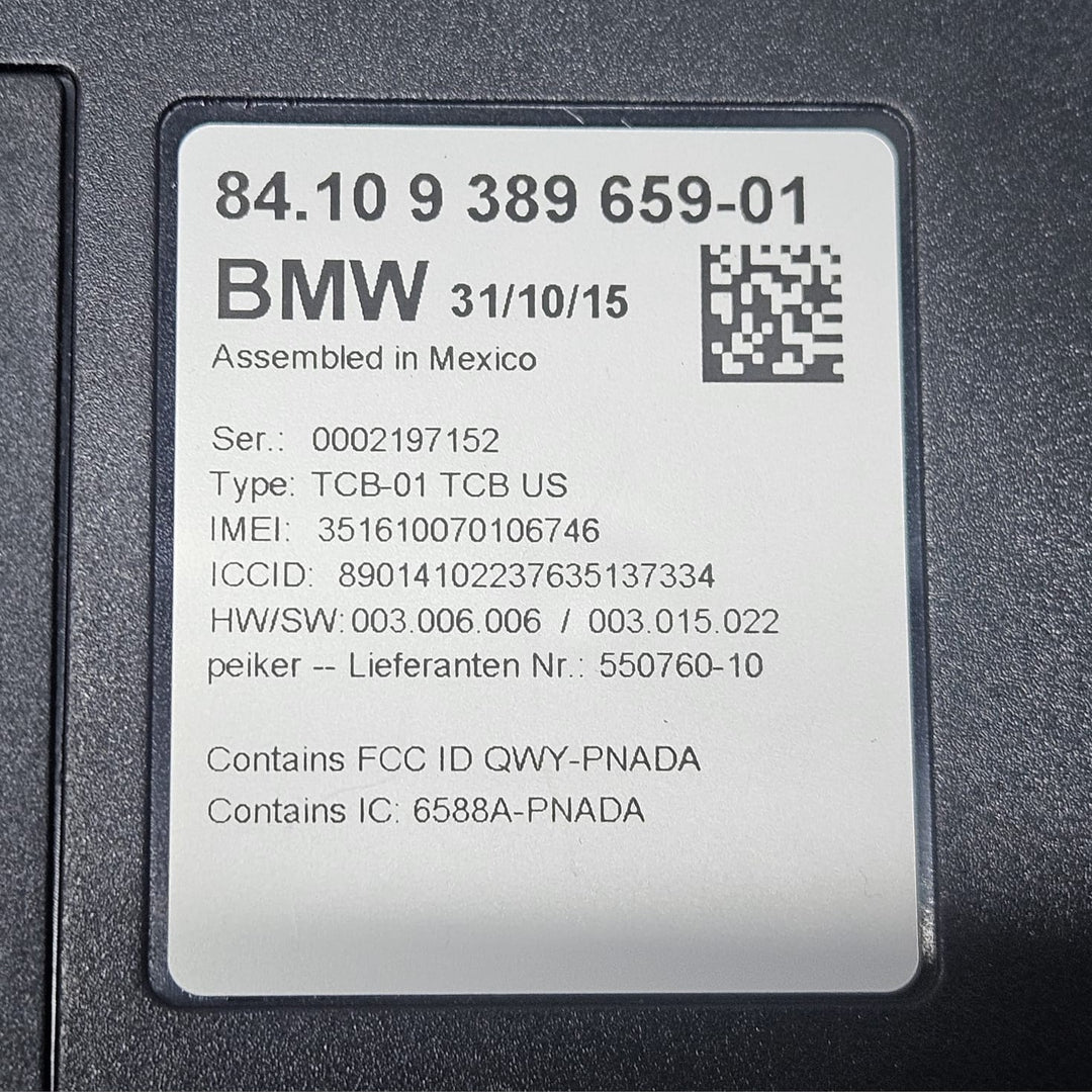 2014-2018 BMW X5 F15 F25 Telematics Communication Control Module 9389659 OEM USED