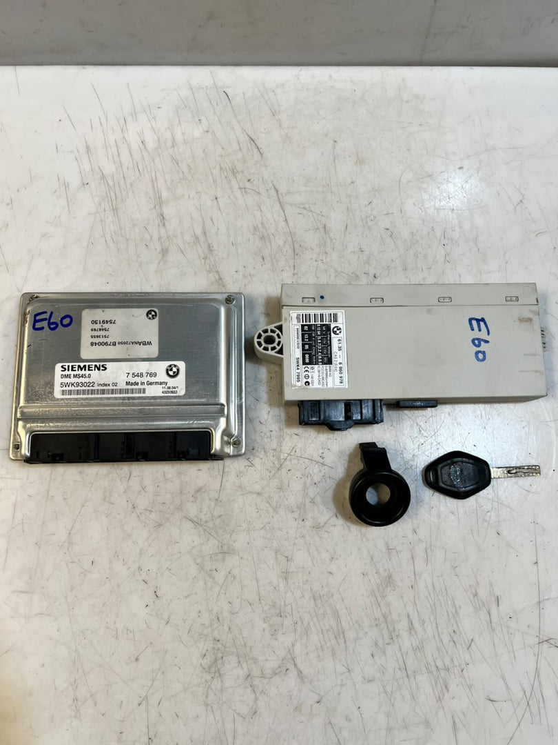 BMW 5 Series E60 520i M54 ECU DME CAS2 Key ELV Set 7548769 MS45.0 OEM