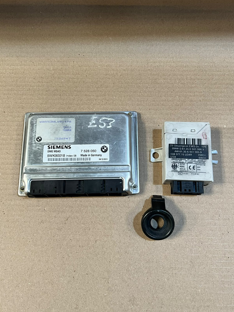 BMW 325i E46 M54 Engine ECU DME MS43 EWS Key Gearbox Module Set 7528050 OEM