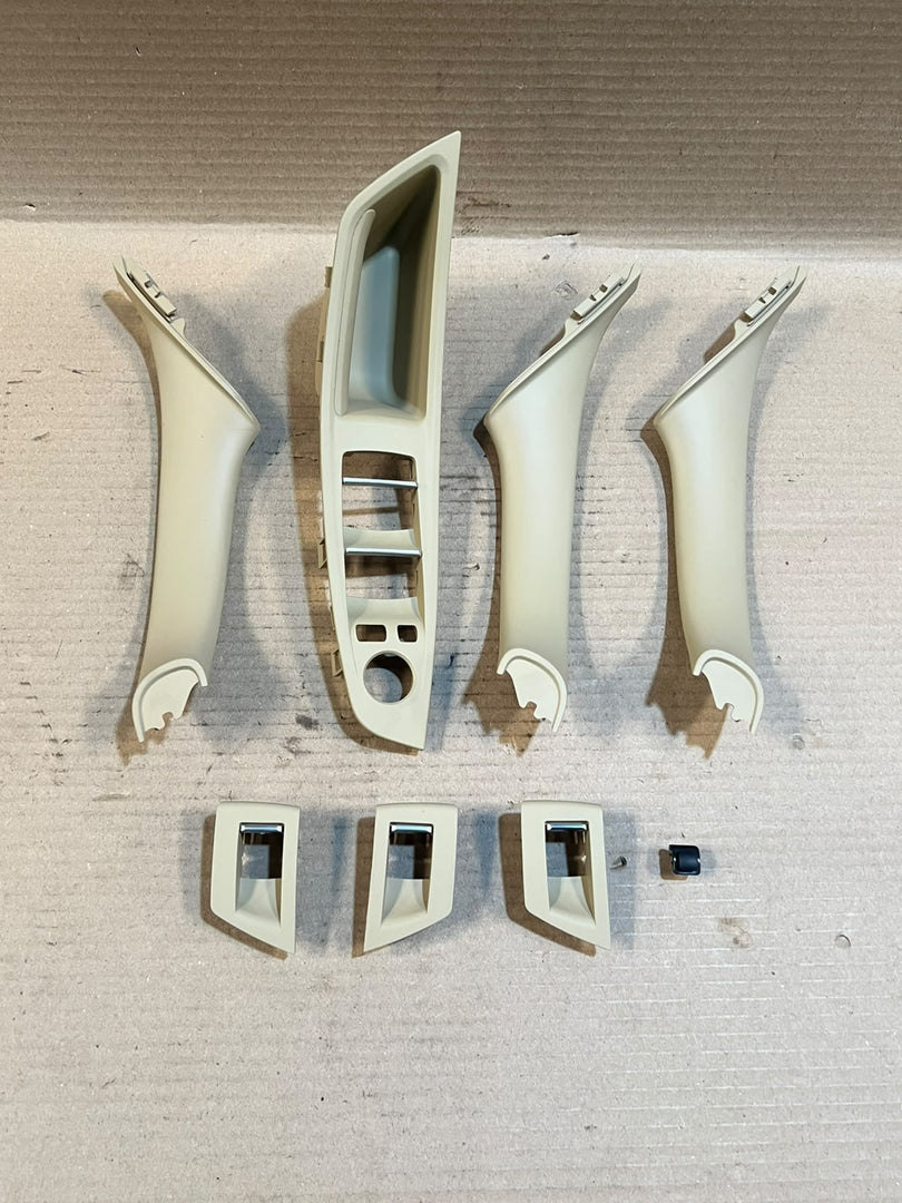 BMW 5 Series F10 F11 F18 Beige Interior Door Pull Handle Window Switch Trim Set New