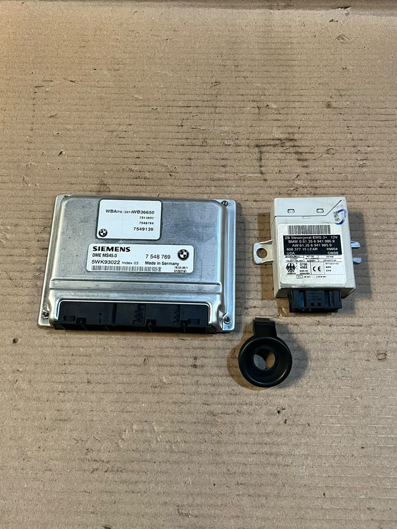 BMW 5 Series E60 E61 M54 ECU DME MS45.0 CAS Key ELV Set 7548769 OEM