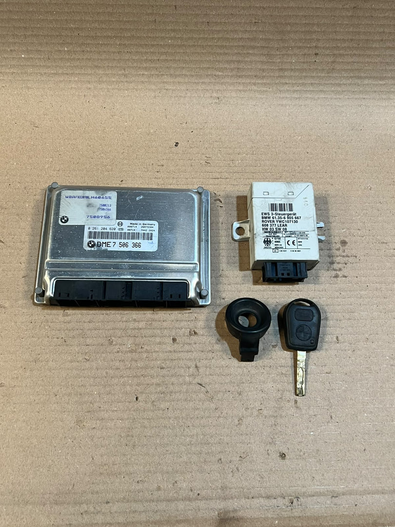 1999-2001 BMW 740i E39 M62 Engine Control Module SET DME + EWS + 1KEY 7506366