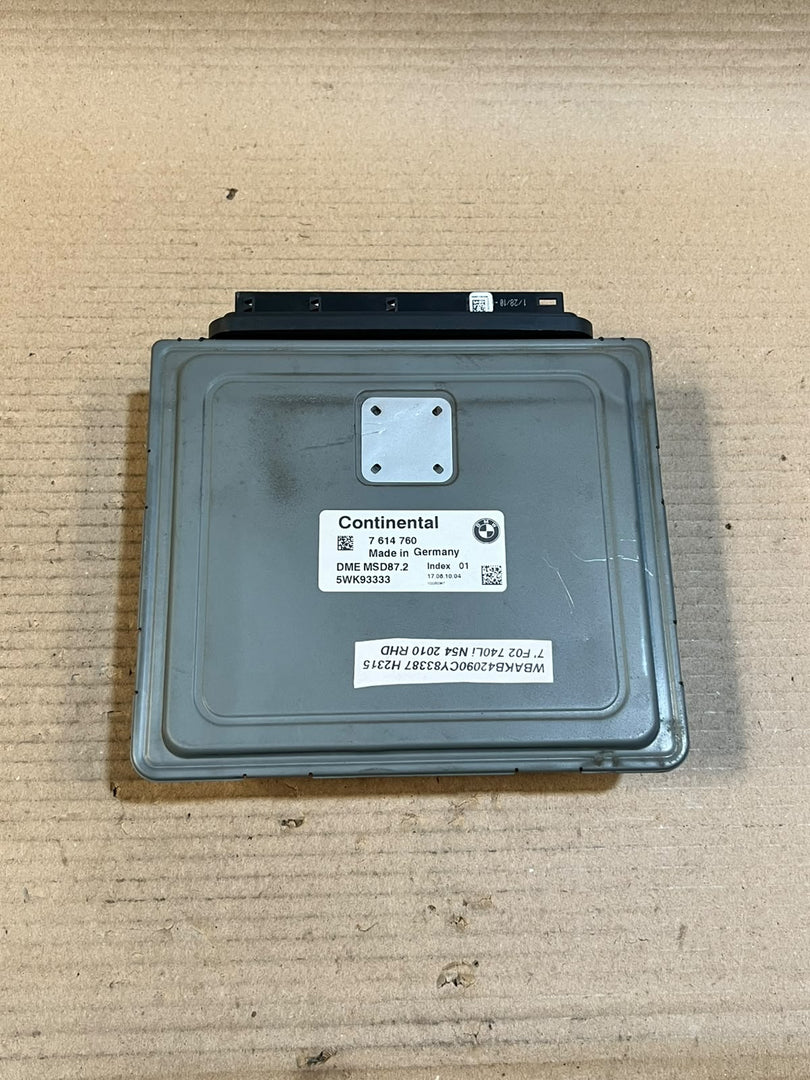2010 BMW 740i F02 N54 ECU DME MSD87.2 Engine Control Module Set 7614760 OEM