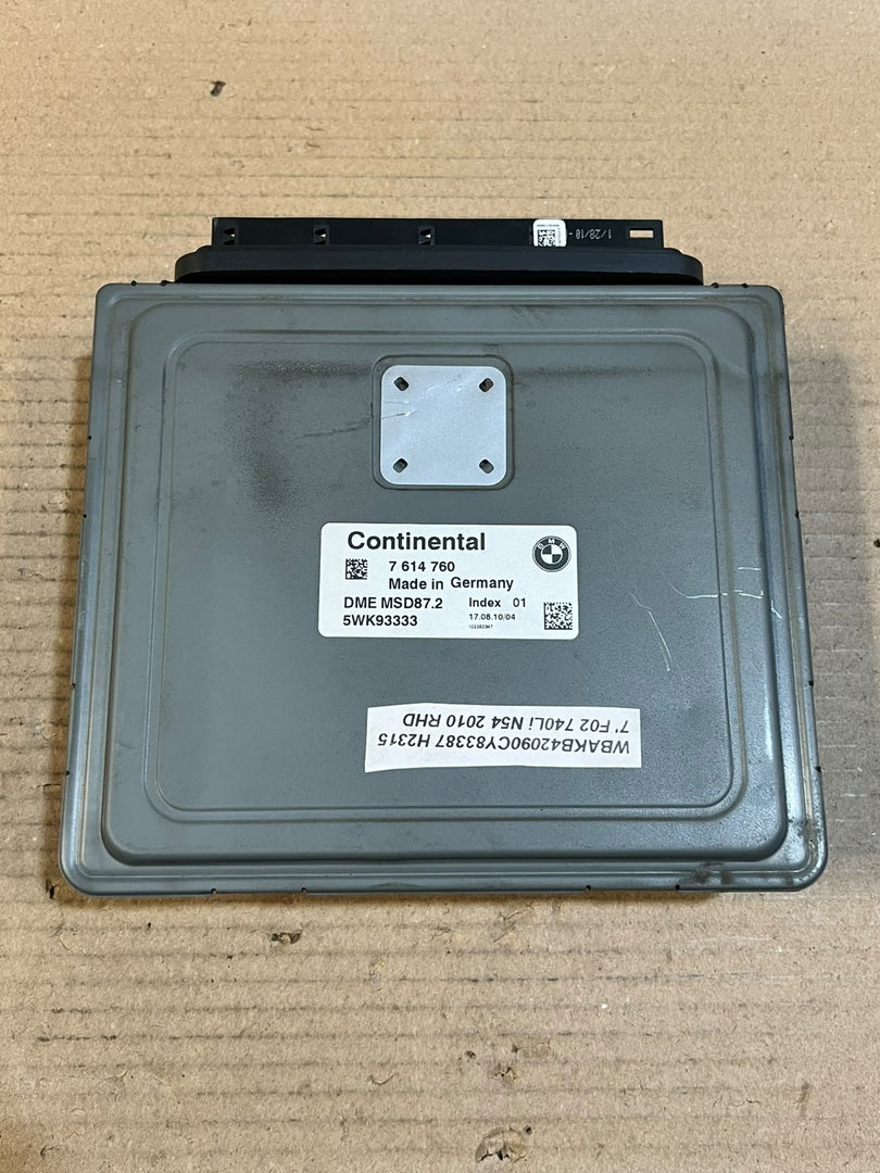 2010 BMW 740i F02 N54 ECU DME MSD87.2 Engine Control Module Set 7614760 OEM